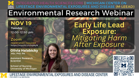 Flyer for “Early Life Lead Exposure: Mitigating Harm After Exposure”