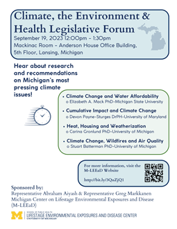 Information packet for Climate, the Environment & Health Legislative Forum
